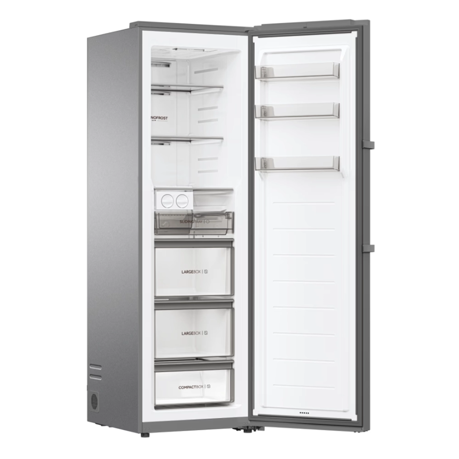 Haier H4F306SDH1 No Frost Air Cooling Convertible Refrigerator-Freezer – Silver, Twin Inverter, Ice Maker, 3 Glass Shelves, 3 Drawers & 2 Huge Drawers - Image 4