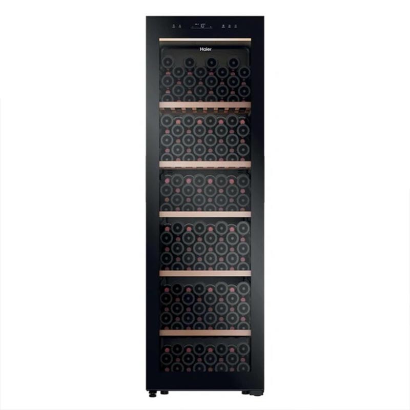 Haier wine cooler in Lebanon with dual temperature zones and glass door
